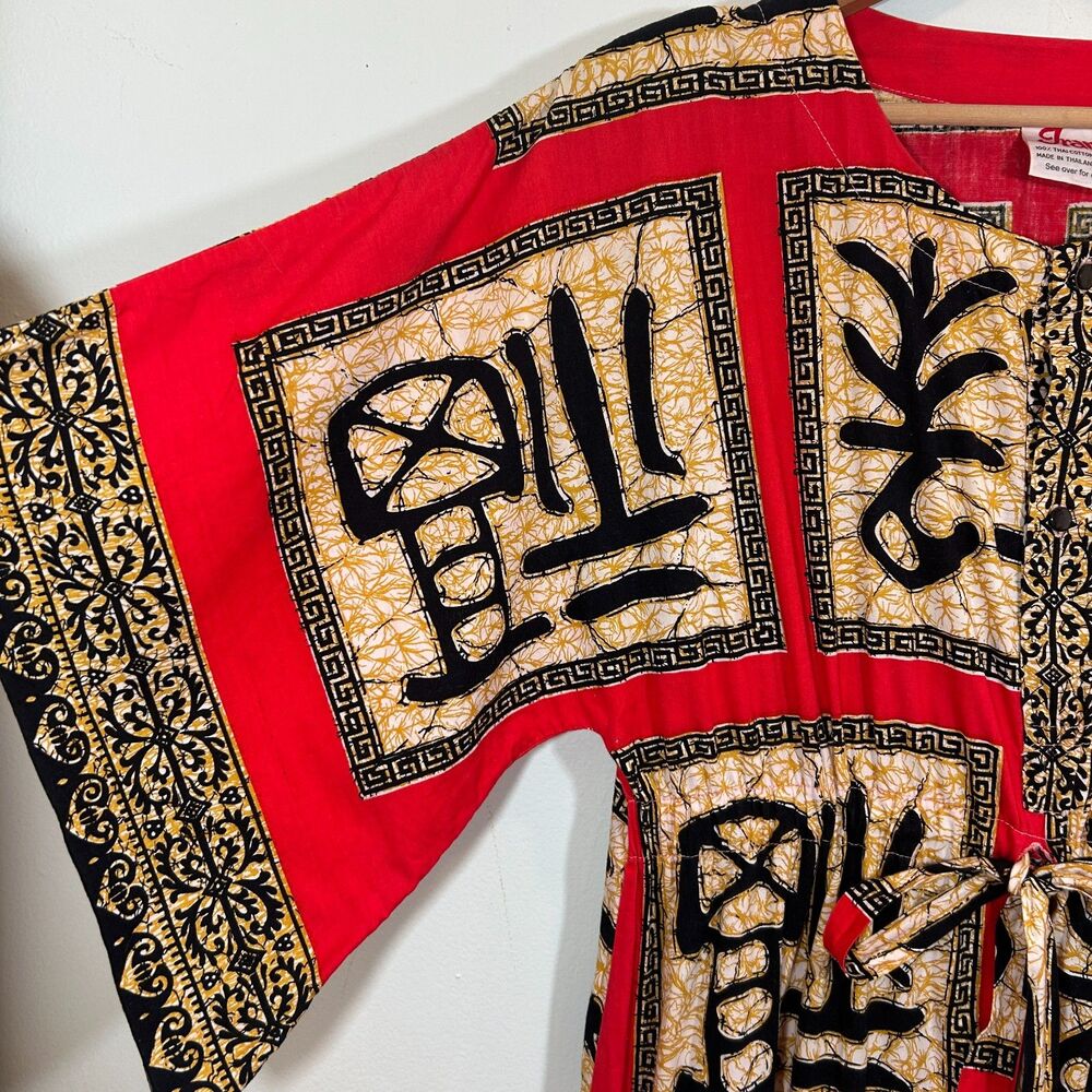 VTG Tram 100% Thai Cotton Kaftan Size Large Artsy Asian Traditional